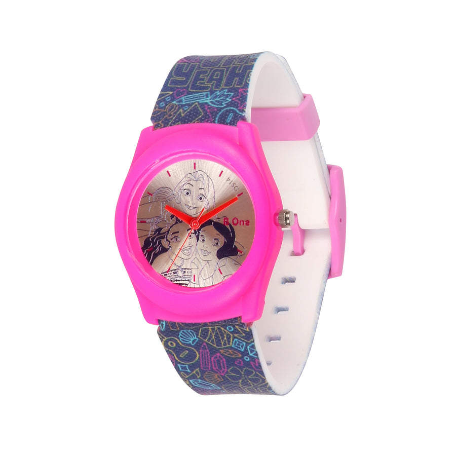 Disney Princess Blue Strap with Silver Dial Wrist Watch for Kids