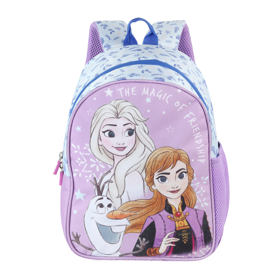 Disney Kids School Bag Soft Plush Backpacks Cartoon Printed Anna & Elsa School Bag for Unisex Kids | Casual Bagpack | PURPLE & BLUE (5-12 Years) AZ930