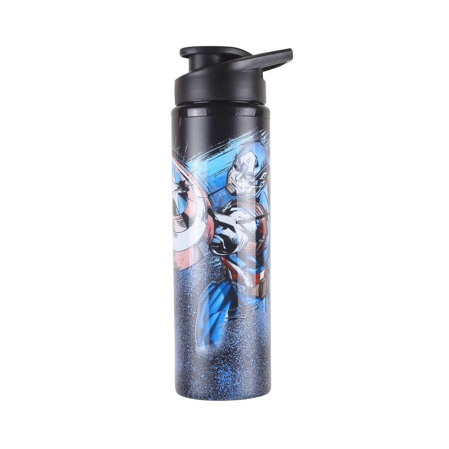 Marvel Captain America Steel Water Bottle 750ml for Adults Unisex (Black, Blue) - AZ276