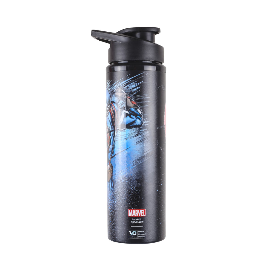 Marvel Captain America Steel Water Bottle 750ml for Adults Unisex (Black, Blue) - AZ276