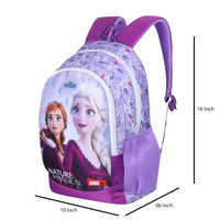 Disney Kids School Bag Soft Plush Backpacks Cartoon Printed Anna & Elsa School Bag for Unisex Kids | Casual Bagpack | PURPLE (5-12 Years) AZ932