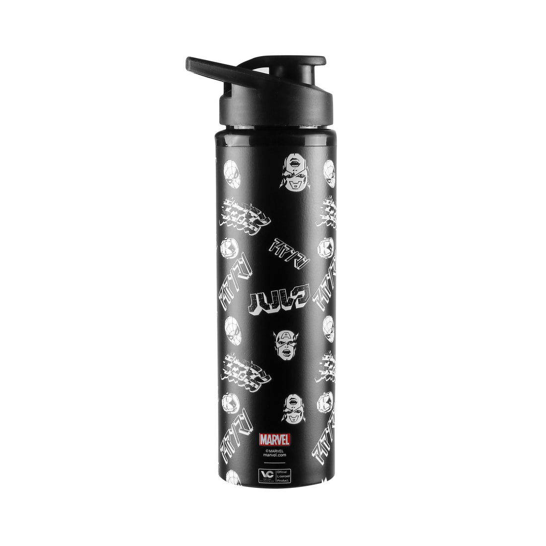 Marvel Avengers Captain America Steel Water Bottle for Unisex Adults, Boys and Girls 750ml (Black)