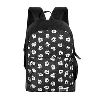 Disney Mickey Mouse Laughing Face Black & White 17 Inch Casual Backpack With Faux Leather Base-AZ112