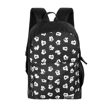 Disney Mickey Mouse Laughing Face Black & White 17 Inch Casual Backpack With Faux Leather Base-AZ112
