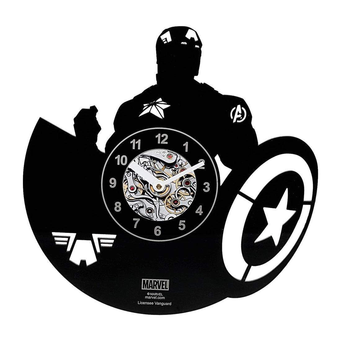 Marvel Avengers Captain America Acrylic Wall Clock - Sleek Black Design