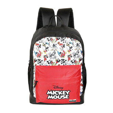 Disney Mickey fun 17 Inch Casual Backpack with Faux Leather Base| Black & Red - AZ151