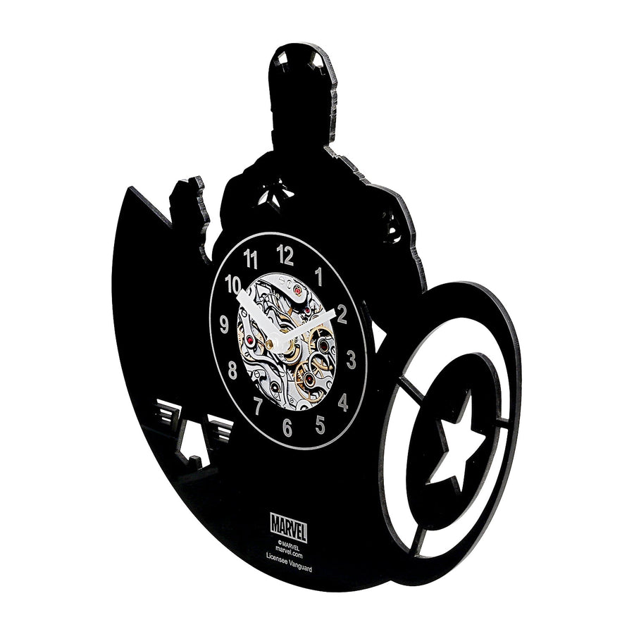 Marvel Avengers Captain America Acrylic Wall Clock - Sleek Black Design