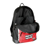 Disney Mickey fun 17 Inch Casual Backpack with Faux Leather Base| Black & Red - AZ151