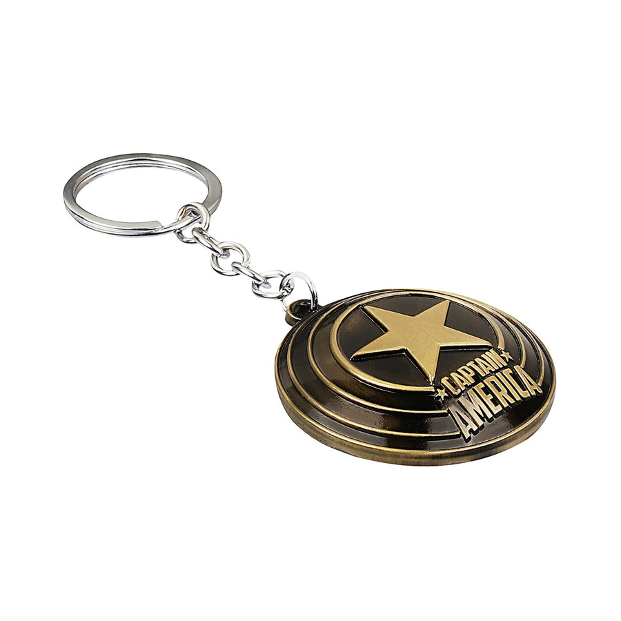 Marvel Captain America Metal Keychain Gold and Brown