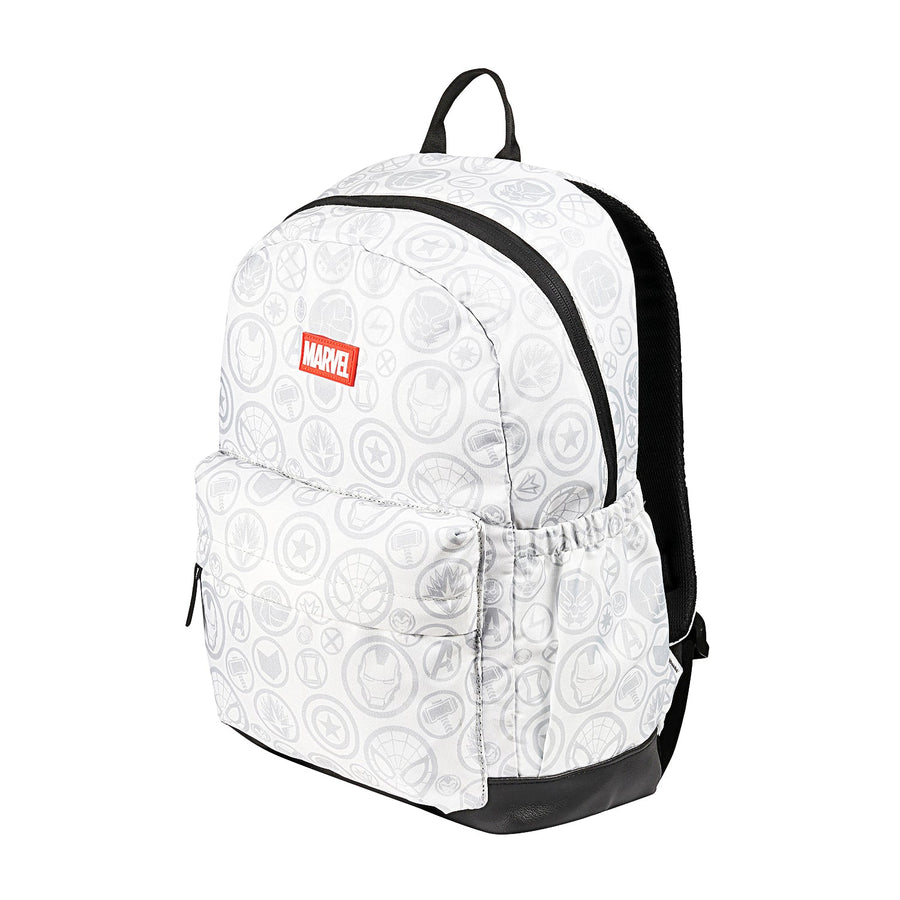 Marvel Avengers 17 Inch | 22 Letters Casual Backpack with Faux Leather Base / White and Grey - Multicolor