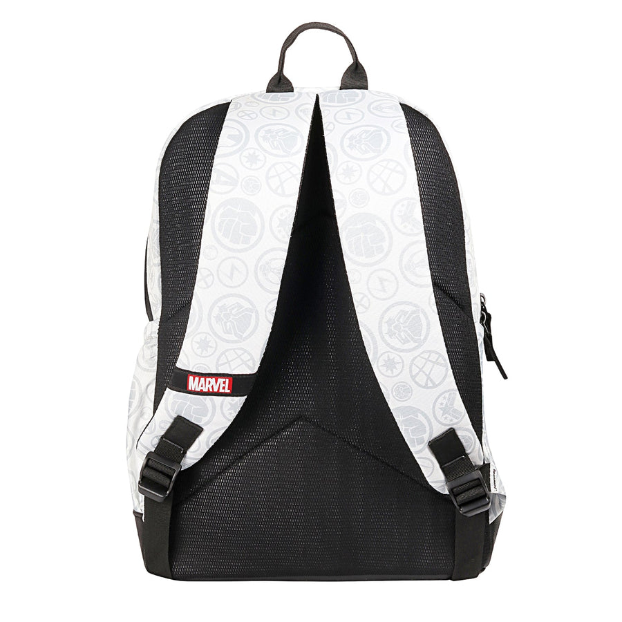 Marvel Avengers 17 Inch | 22 Letters Casual Backpack with Faux Leather Base / White and Grey - Multicolor