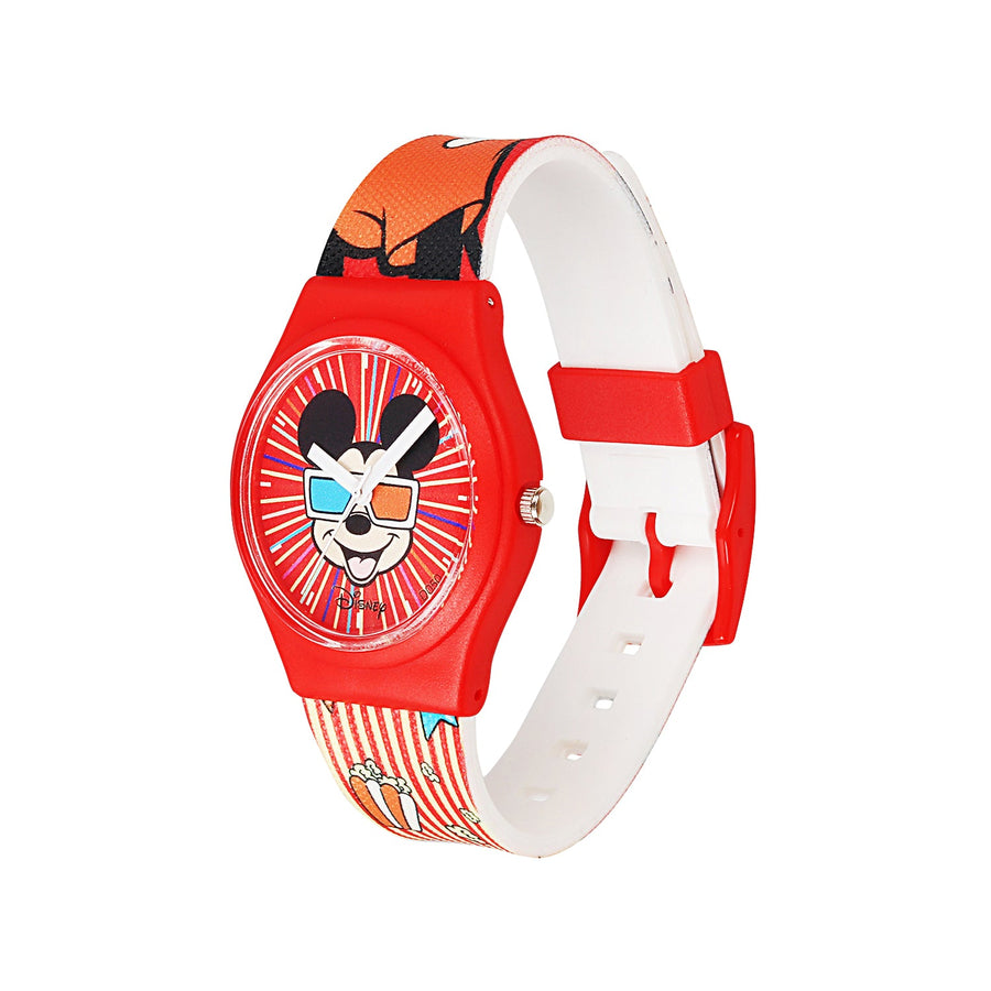 Disney Mickey Mouse Wrist Watch Mickey Red Round Analogue Wrist Watch Multicolor Kids Birthday Gift For Boy Girl Age 3 to 12 Years