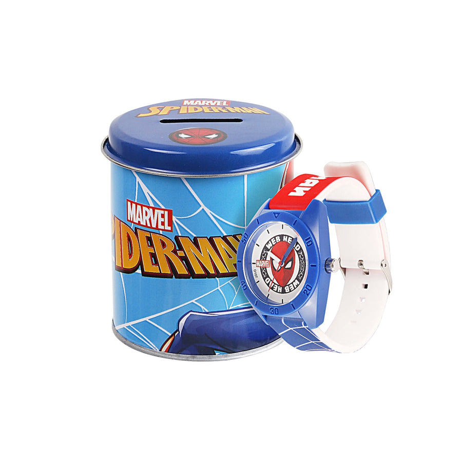 Marvel Wrist Watch for Kids Multicolor Round Analogue Wrist Watch | Birthday Gift for Boys & Girls - Age 3 to 12 Years (Spiderman Blue & White)