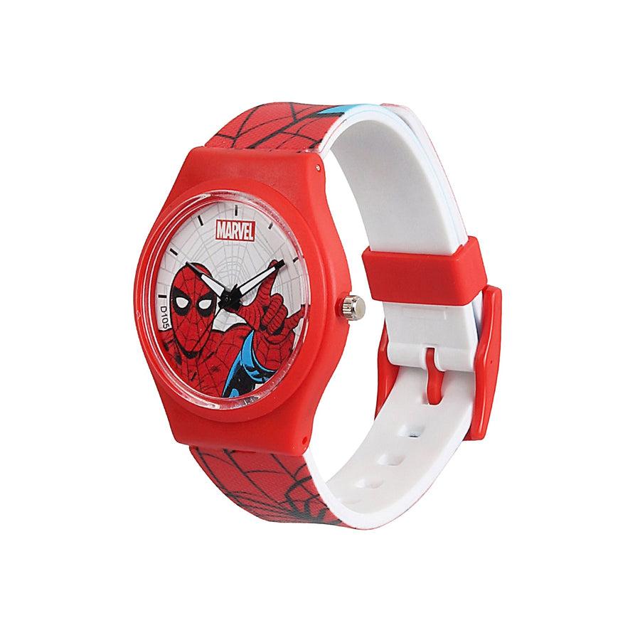 Marvel Wrist Watch for Kids Multicolor Round Analogue Wrist Watch | Birthday Gift for Boys & Girls - Age 3 to 12 Years (Spiderman Character Red)