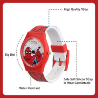 Marvel Wrist Watch for Kids Multicolor Round Analogue Wrist Watch | Birthday Gift for Boys & Girls - Age 3 to 12 Years (Spiderman Character Red)