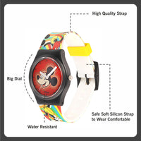 Disney Mickey Mouse Wrist Watch Mickey Red Round Analogue Wrist Watch Multicolor Kids Birthday Gift For Boy Girl Age 3 to 12 Years