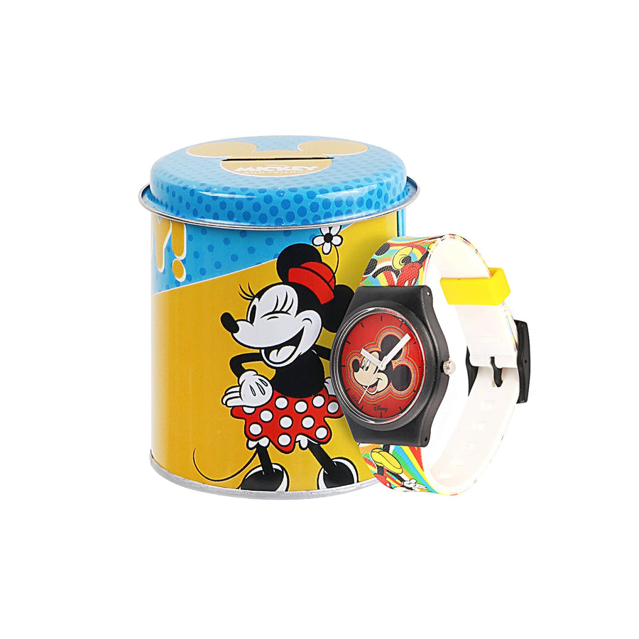 Disney Mickey Mouse Wrist Watch Mickey Red Round Analogue Wrist Watch Multicolor Kids Birthday Gift For Boy Girl Age 3 to 12 Years