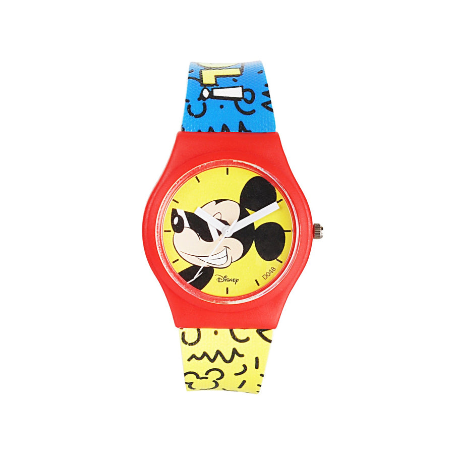 Disney Mickey Mouse Wrist Watch Mickey Red Round Analogue Wrist Watch Multicolor Kids Birthday Gift For Boy Girl Age 3 to 12 Years