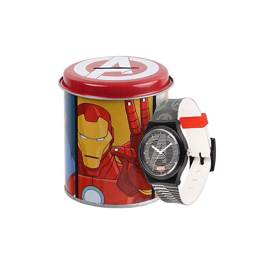 Marvel Wrist Watch for Kids Multicolor Round Analogue Wrist Watch | Birthday Gift for Boys & Girls - Age 3 to 12 Years (Avengers Black and White)