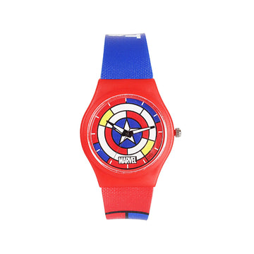 Marvel Wrist Watch for Kids Multicolor Round Analogue Wrist Watch | Birthday Gift for Boys & Girls - Age 3 to 12 Years (Captain America Red)