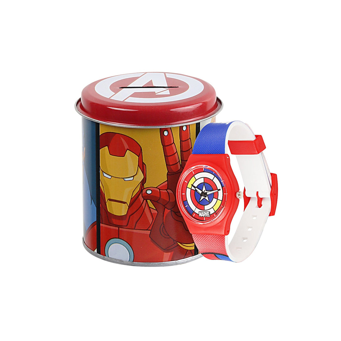 Marvel Wrist Watch for Kids Multicolor Round Analogue Wrist Watch | Birthday Gift for Boys & Girls - Age 3 to 12 Years (Captain America Red)